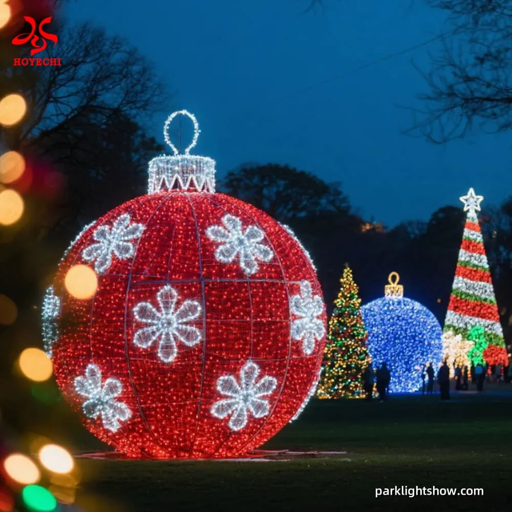 HOYECHI giant 4-meter walk-through Christmas ball motif light for outdoor park decoration HOYECHI giant 4-meter walk-through Christmas ball motif light for outdoor park decoration